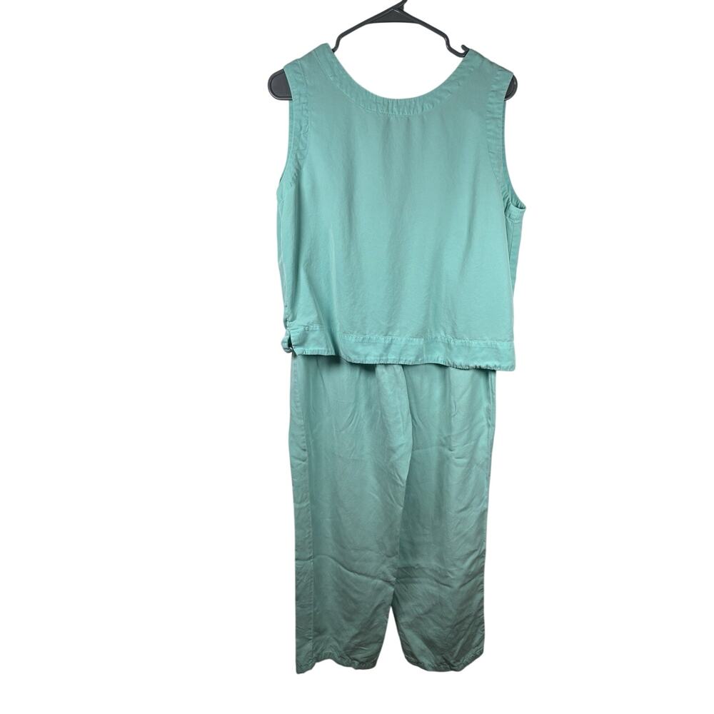 Cut Loose Womens M Tencel 2 Piece Set Mint Green Tank Wide Leg Pants Made USA